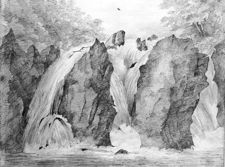 Mendelssohn sketch of the Falls of Braan, near Dunkeld, 2 August 1829